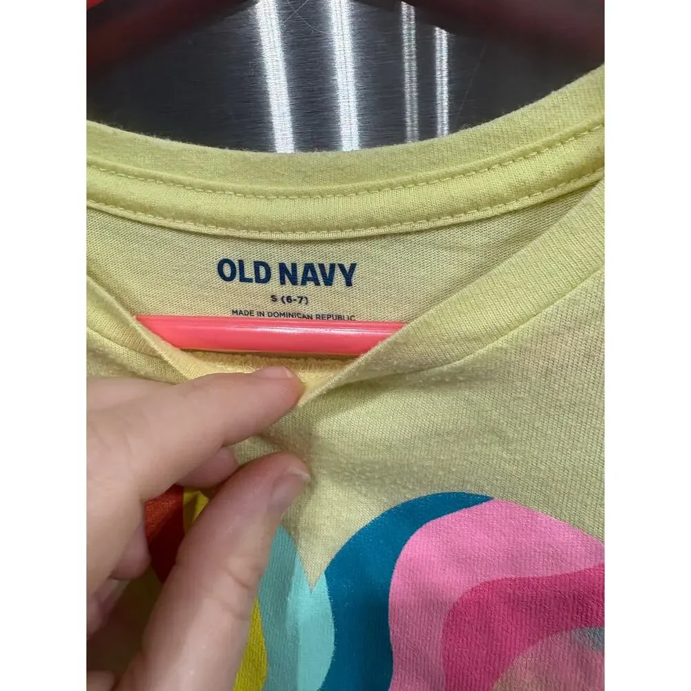 5/$15 Yellow Graphic SS - Old Navy - S (6-7)